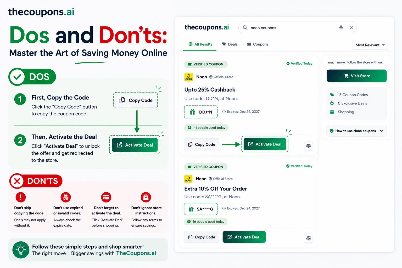 TheCoupons.ai Dos and Don'ts: Master the Art of Saving Money Online